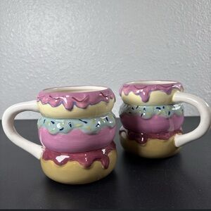 Room Essentials Pink and Gold Drip Mugs